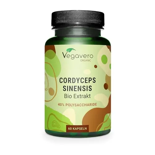 Bio Cordyceps sinensis | 650 mg CS-4 Extrakt (20:1) | 40% Polysaccharide | Ohne Zusätze | Deutsche Produktion von Vegavero | 60 Kapseln