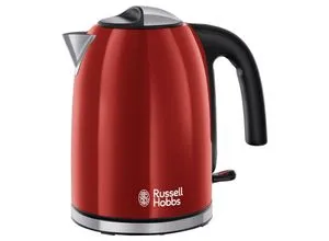 Russell Hobbs Colours Plus+ Flame Red Wasserkocher - Wasserkocher mit Schnellkochfunktion und ergonomischem Griff, ideal für die schnelle Zubereitung von Tee und Kaffee. Kapazität von 1,7 L, perfekt für größere Haushalte.