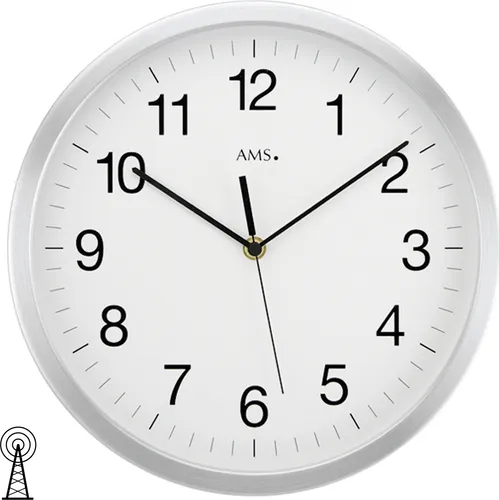 Funkwanduhr modern 50 cm - AMS Modell: 5525 - Stylische Funkwanduhr mit einem Durchmesser von 50 cm, ideal für moderne Wohnräume und sorgt für präzise Zeitmessung.