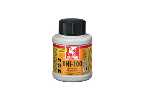 HAF Griffon PVC Kleber Uni-100 250ml - Leistungsstarker PVC-Kleber für dauerhafte Verbindungen von Rohren und Fittings aus PVC-U. Ideal für Sanitärinstallationen und Reparaturen. Schnelle Haftung für effizientes Arbeiten.