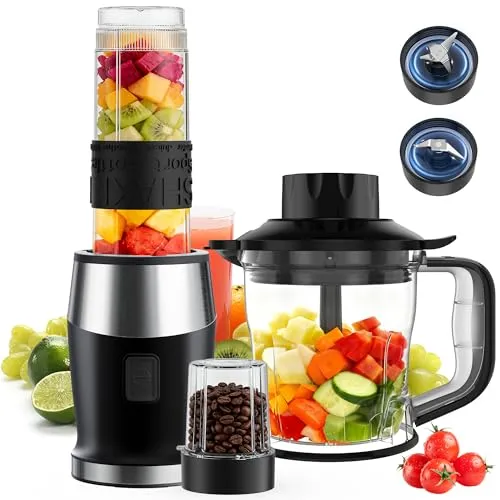 700W Smoothie Maker & Standmixer 3 in 1 mit 570ml Sport-Flasche