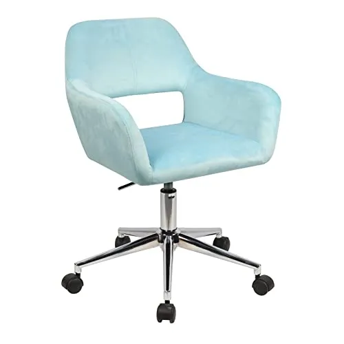 SVITA Jill Drehstuhl mit Samt-Bezug in Hellblau - Bürostuhl im eleganten Design, höhenverstellbar und mit komfortablen Armlehnen für optimalen Sitzkomfort – perfekt für Arbeitszimmer oder Teenager-Zimmer.