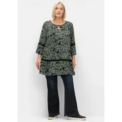 Sheego Klassische Bluse Tunika 3/4-Arm grün|schwarz 42 EU von sheego