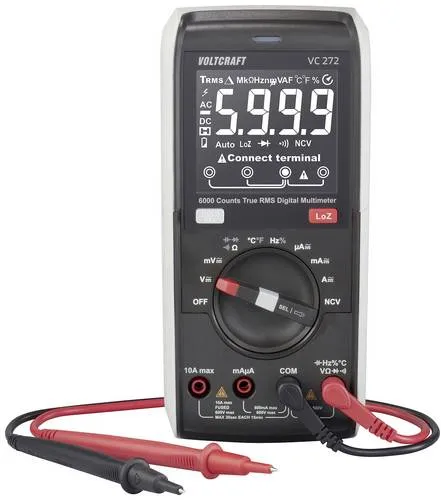 VOLTCRAFT VC272 Hand-Multimeter digital CAT III 600 V - Multimeter für präzise Messungen bis 600 V, ideal für Profis, mit Auto-Range und praktischer Taschenlampenfunktion.