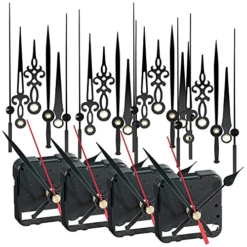 St. Leonhard Uhrwerk lautlos: 4er-Set flüsterleiser, schleichender Uhrwerke mit je 3 Zeiger-Sets (Uhrenwerke, Wanduhr Schleichendes, Reparaturset)