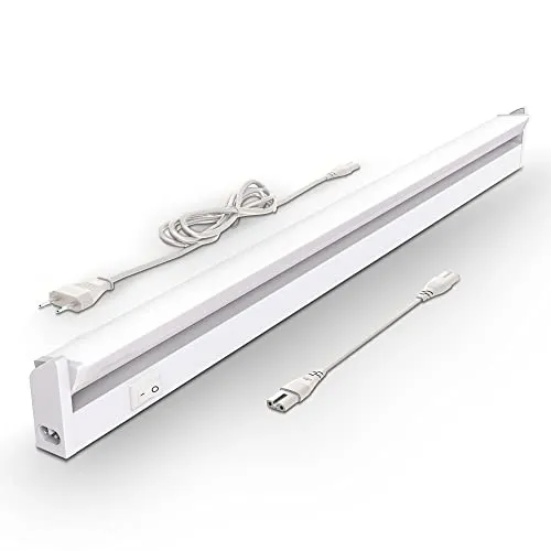B.K.Licht - LED Leiste mit Ein-Ausschalter, neutralweiße Lichtfarbe, schwenkbar, Unterbauleuchte Küche, LED Lichtleiste Küche, Schrankbeleuchtung, Küchenlampe, LED Beleuchtung, 54,7x6,1x2,4 cm, Weiß