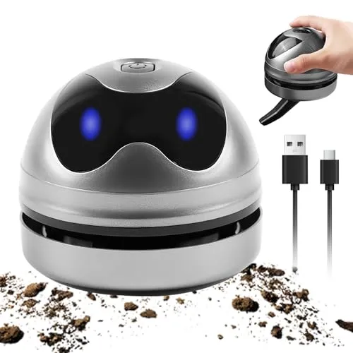 SPORWAY Tischstaubsauger Mini Tischsauger, Klein Handstaubsauger USB Wiederaufladbar Staubsauger, Hohe Saugleistung Staub Reiniger Elektrische PC Staubgebläse für Tastatur Desktop Sofa (Grau)