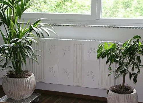 Heizkörperverkleidung 60 x 20 cm Design: Leaves, weiß (1 Stück) Marke: Szagato (Heizkörper-abdeckung für Heizkörper/Heizung Heizungs-verkleidung Heizkörper-verkleidung Heizungs-abdeckung)