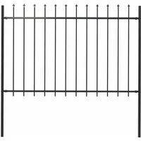 vidaXL Gartenzaun mit Speerspitzen 1,8 m Schwarz - Dekorativer Stahl-Gartenzaun, 1,8 m lang, bietet Sicherheit und Stabilität mit speerspitzen und pulverbeschichtetem Stahl. Ideal für Garten, Grundstück und Tiergehege.