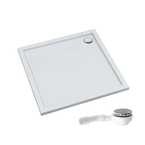 Aquabad® Duschwanne VILLA Smooth White 80x80 cm - Quadratische Duschwanne aus hochwertigem Acryl, inkl. Ablaufgarnitur, ideal für moderne Bäder, leicht zu reinigen und langlebig.