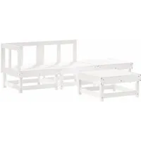 vidaXL 4-tlg. Garten-Lounge-Set aus Kiefernholz - Weiß - Komfortables Garten-Lounge-Set aus massivem Kiefernholz mit rustikalem Latten-Design. Ideal für entspannte Stunden im Freien. Robuste Bauweise für den täglichen Einsatz.