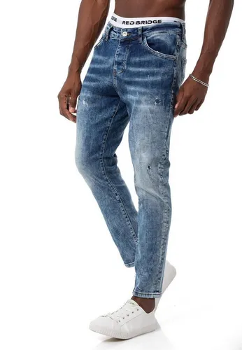 Red Bridge Herren Jeans Hose Denim Pants Destroyed-Look Blau W30 L32 - Herren-Jeanshose im Destroyed-Look, ideal für lässige Outfits. Hoher Tragekomfort dank elastischer Eigenschaften und modischer Waschung, perfekt für Beruf und Freizeit.