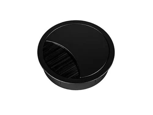 TecLines TKD002 Tisch Kabeldurchlass rund 80mm (schwarz), Kabeldose, Bürstendichtung, für mehrere Kabel
