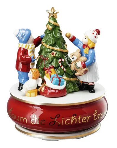 Hutschenreuther 2023-Am Weihnachtsbaum die Lichter Brennen Spieluhr - Spieluhr mit handbemaltem Porzellan, spielt das beliebte Weihnachtslied und bringt festliche Stimmung in Ihr Zuhause. Ideal als Geschenk für Sammler und Weihnachtsliebhaber.