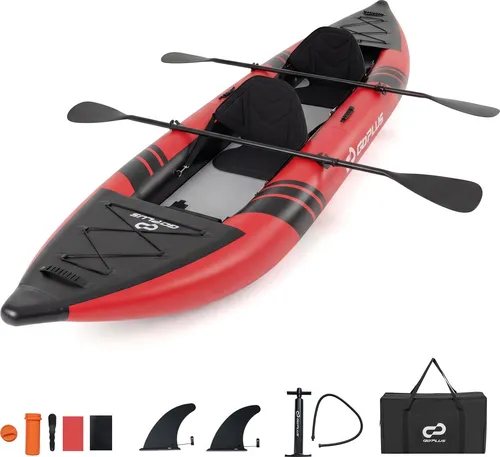 COSTWAY Aufblasbares Kajak für 2 Personen – Komplettset mit Rudern und Tragetasche