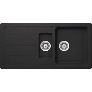 SCHOCK Spülbecken Formhaus D-150L, onyx, Granitspüle mit Abtropffläche - Sanitäranlagen & Zubehör - Hochwertige Granitspüle mit 56 cm breiter Abtropffläche, hitzebeständig und leicht zu reinigen, ideal für moderne Küchen.