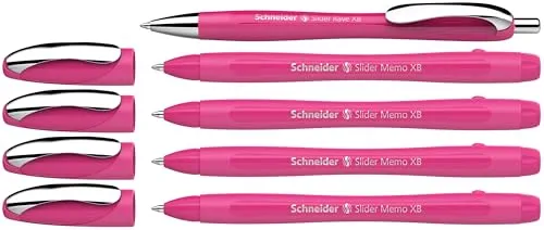 Schneider 150265 Slider Memo XB und Slider Rave XB Kugelschreiber (Gehäusefarbe: power pink, Schreibfarbe: blau) 4+1 Stück