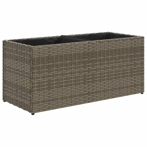 vidaXL Hochbeet Grau 72x30x32 cm mit 2 Fächern aus Poly Rattan - Praktisches Hochbeet für Blumen und Pflanzen, hergestellt aus pflegeleichtem, langlebigem PE-Rattan. Stabiler pulverbeschichteter Stahlrahmen sorgt für Langlebigkeit und Witterungsbeständigkeit.