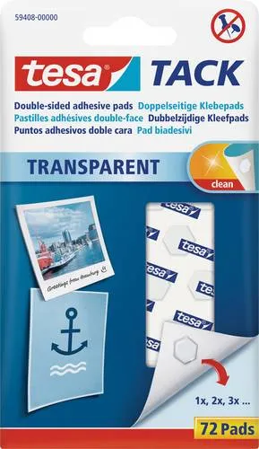 Tack Transparent Double-sided Adhesive Pads - 72 Stück Montagekleber, durchsichtig und nicht permanent für vielseitige Anwendungen in Gewerbe und Industrie