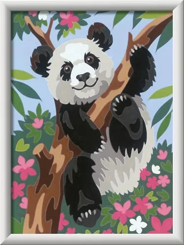 Ravensburger CreArt 20161 - Süßer Pandabär - Malen nach Zahlen für Kinder ab 9 Jahre, Malset mit Rahmen, Pinsel und Acrylfarben, Geschenk für Mädchen und Jungen
