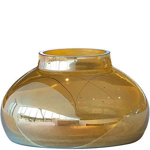 LEONARDO HOME 018649 POESIA Vase 9,3 cm gold - Elegante Deko-Vase aus handgefertigtem, gold lackiertem Glas, die jedem Raum Glamour verleiht – ideal als Geschenk oder alleinstehendes Deko-Objekt.