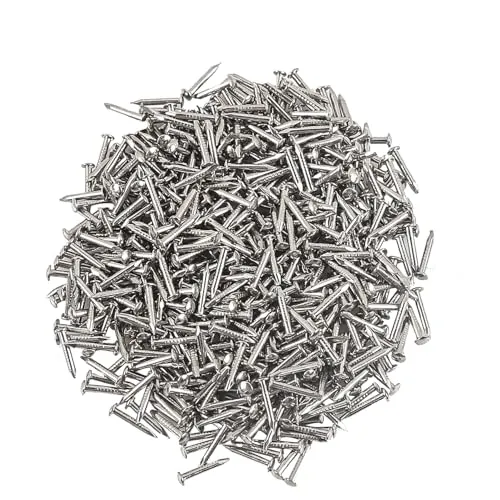 newlng Kleine Nägel Runde Kopf hölzernes Nagel-Antike Kleine Nägel Holz Handgefertigte Fadenbilder Hardware Zubehör Befestigungen 500 STÜCKE 1 X 10mm Silber
