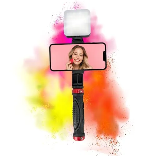 TronicXL Handgriff für Smartphone mit 49 LED Videoleuchte