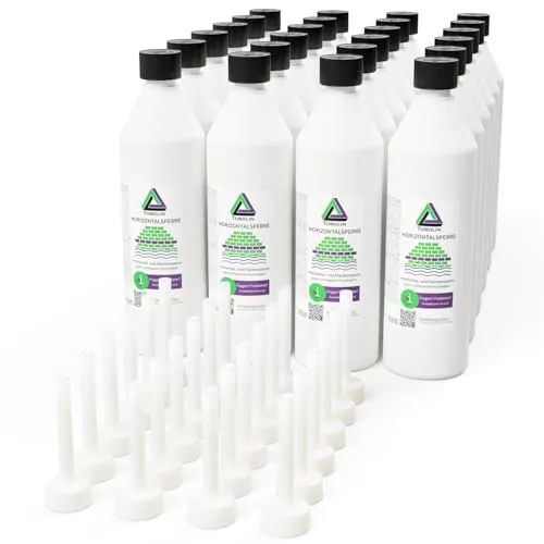 TOBOLIN Horizontalsperre 24 x 500 mL – Effektive Wassersperre gegen aufsteigende Feuchtigkeit - Wasserabdichtungen für Mauerwerkstrockenlegung, einfach anzuwenden und ideal für DIY-Projekte – bleibt atmungsaktiv und verhindert Salzeintrag.