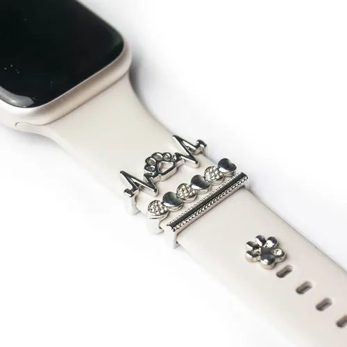 ARTVALL Apple Watch Charms Set Schmuck Anhänger für Silikon Armband Pfote Silber