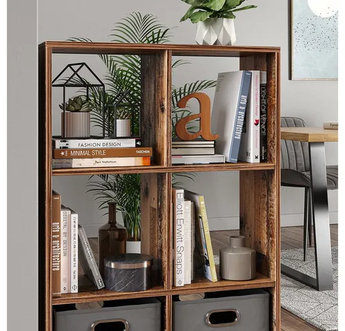 Vicco Raumteiler aus Antikholz, 72 x 107,8 cm - Raumteiler-Regal mit 6 offenen Ablageflächen für Bücher und Dekoration. Stylisches Design und vielseitig einsetzbar als Bücherregal oder Standregal. Ideal für jedes Zuhause!
