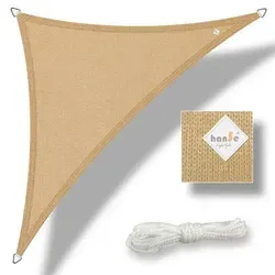 hanSe Sonnenschutz Sonnensegel Dreieck 3x3x3m Sand - UV-Schutz - Sonnensegel HDPE 3x3x3m – Optimaler UV-Schutz mit bis zu 90% Blockierung schädlicher Strahlen. Ideal für Terrasse, Garten oder Balkon. Robust, pflegeleicht und einfach zu montieren.