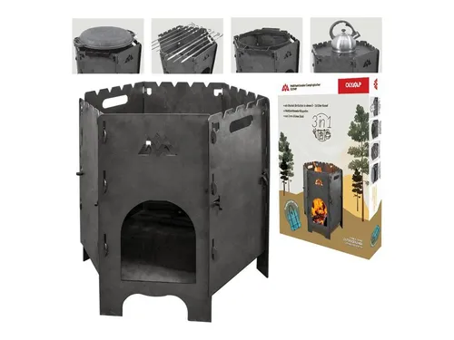 Utschak Campingkocher Feuerofen - Outdoorkamin Kazan 8-16 L - Campingkocher für den Außenbereich, einfach zu montieren und aus robustem Stahl gefertigt. Ideal für gemütliche Abende im Freien.