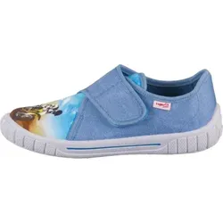 Superfit Jungen Bill Hausschuhe, Blau 8010, Gr. 27 EU - Bequeme Hausschuhe für Jungen mit flexibler Laufsohle und Non-Marking-Technologie, ideal für drinnen und draußen.