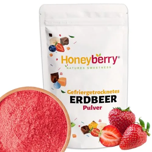 Gefriergetrocknetes Erdbeerpulver 100g - Gefriergetrocknete Früchte Pulver - Erdbeerpulver Gefriergetrocknet zum Backen, Smoothies & Müsli - 100% Natürliches Erdbeeren Pulver ohne Zusätze