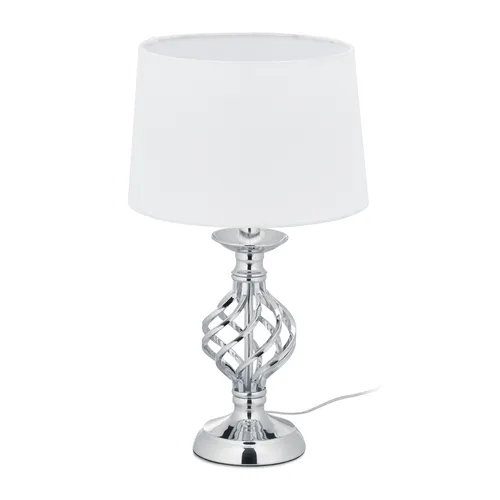 Dimmbare Tischlampe Touchlampe von Relaxdays - Moderne Deko-Tischleuchte aus Eisen und Leinen, perfekt für Schlafzimmer oder Wohnzimmer, mit Touchfunktion für einfache Bedienung.