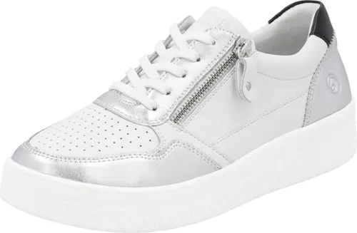 Remonte Sneaker Leder für Damen, Gr. 38, weiß - Modische Sneaker aus hochwertigem Leder mit feinen Metallic Effekten. Ausgestattet mit einem Wechselfußbett und zusätzlichem Reißverschluss für höchsten Tragekomfort. Ideal für den casual Look!