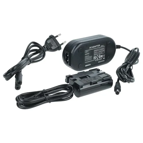 vhbw Netzteil kompatibel mit Canon EOS 10D, 20D, 300D, 30D, 40D Kamera, Digitalkamera, DSLR - Netzkabel + DC Kuppler, 2m