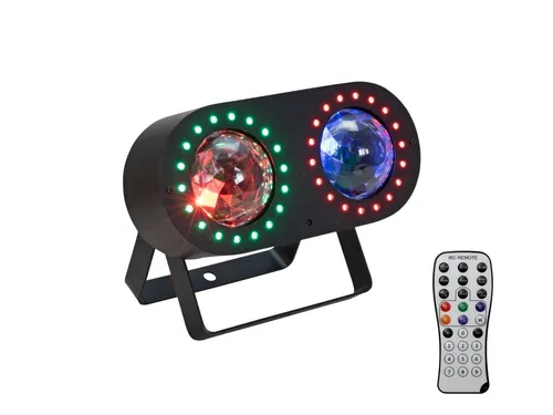 EUROLITE LED DMF-3 Hybrid Flowereffekt - Effektscheinwerfer für Lichtshows mit 12 superhellen LEDs und 36 RGB-LEDs für dynamische Strobe-Effekte. Ideal für Partys, Bands und Veranstaltungen - inklusive IR-Fernbedienung.
