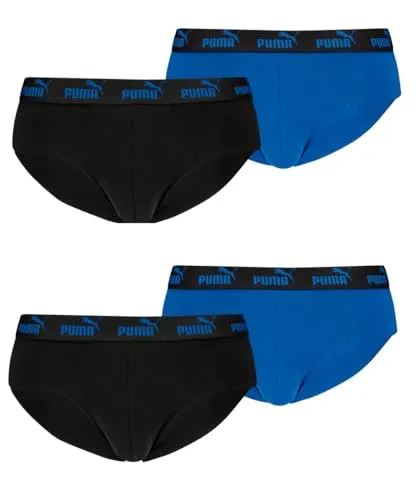 PUMA Herren Elements Basic Brief Slips Unterwäsche im 4er Pack, M, 002 - Blue/Black