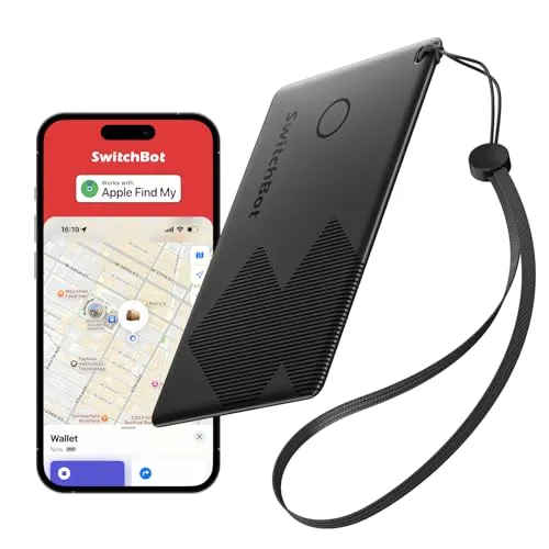 SwitchBot Geldbörsen Tracker Karte, Smart AirTag Karte kompatibel mit Apple Find My(Funktioniert Nicht mit Android), Tracker bis zu 3 Jahre Batterielaufzeit(Nicht wiederaufladbar), Wasserdicht IP67