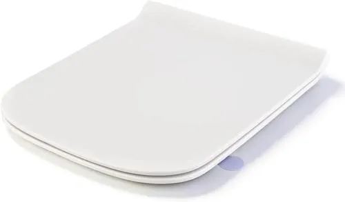 SREWOHS PRO Toilettendeckel mit Absenkautomatik Eckig Form, Slim Klodeckel Duroplast, WC-Sitz mit Schnellverschluss, Klobrille mit Quick-Release-Funktion, Toilettensitz Leicht zu Reinigen, Weiß
