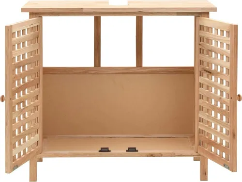 vidaXL Waschbeckenunterschrank Massivholz Walnuss 66x29x61 cm - Badezimmerschrank aus Walnuss-Massivholz mit Gitter-Design, stabil und langlebig, ideal für stilvolle Aufbewahrung im Badezimmer.