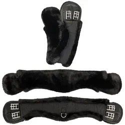 Equinate Mondgurt anatomisch mit synthetischem Lammfell 60cm Schwarz