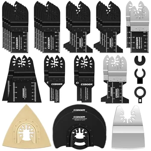 Sägeblätter Kit, CGBOOM 35 tlg aus Kohlenstoffstahl und Edelstahl Oszillierendes Zubehör Set Multifunktionswerkzeug für Fein Multimaster, Dremel, Bosch, Makita DTM51, Einhell