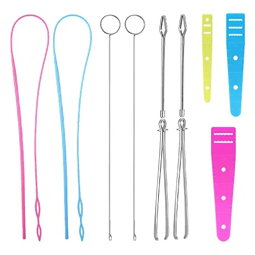 Neikafan 11 Stk Nähschlaufen Set Kordel Einfädelhilfe Durchziehnadel Metalleinfädler Flexibles Kordelzug Einziehen für Stickerei, Nähen, Sicken, DIY Handwerk, Stricken
