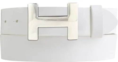 BELTINGER Designer Gürtel HENRY aus Vollrindleder 4 cm | Eleganter Ledergürtel für Damen und Herren 40mm | Silber glänzend | Weiß 80cm