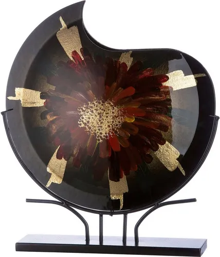 Glas Art runde Vase Doré - Handbemalte Dekovase auf Metallfuß - Vasen - Handbemalte Dekovase