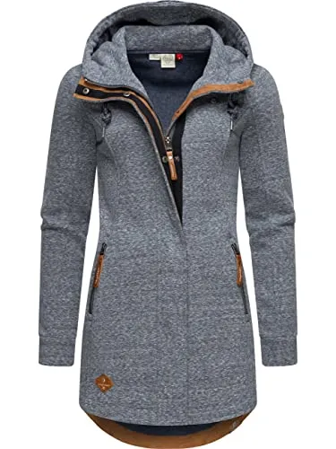 RAGWEAR Letty Intl. Damen Sweatjacke - Sportliche Kapuzenjacke mit Kunstleder-Elementen, taillierter Schnitt und windabweisendem Material, ideal für Übergangszeit und aktive Outdoor-Aktivitäten.