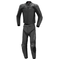 Büse Assen Lederkombi 2tlg. - Schwarz/Grau - 52 - Motorradkombis mit robustem Rindleder, optimaler Bewegungsfreiheit durch elastische Einsätze und erstklassigen Schutz dank SAS-TEC Protektoren.