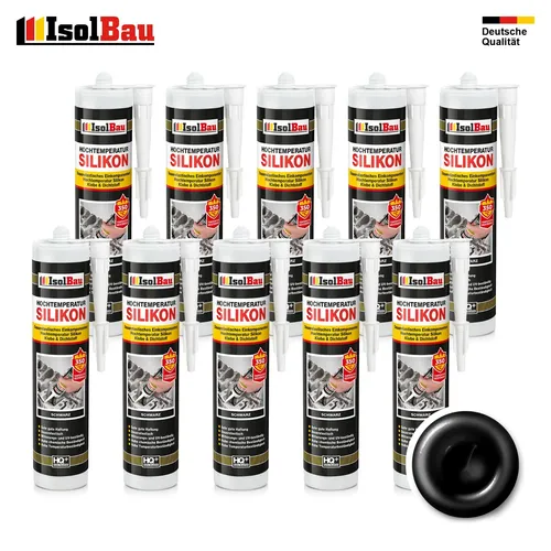 Hochtemperatursilikon 350°C Dichtmasse 300 ml Dichtstoff Ofen Motor schwarz 10 x